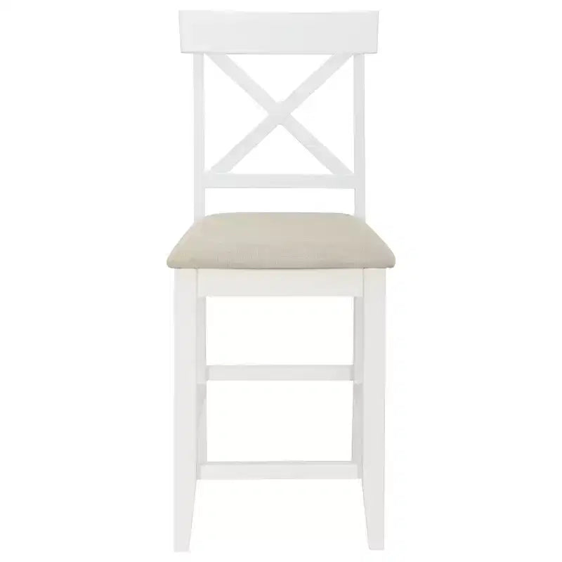 Ensemble de salle à manger 5 pièces style ferme, hauteur comptoir, avec 4 chaises rembourrées et étagères de rangement à 3 niveaux, gris/naturel + blanc - ModernLuxe