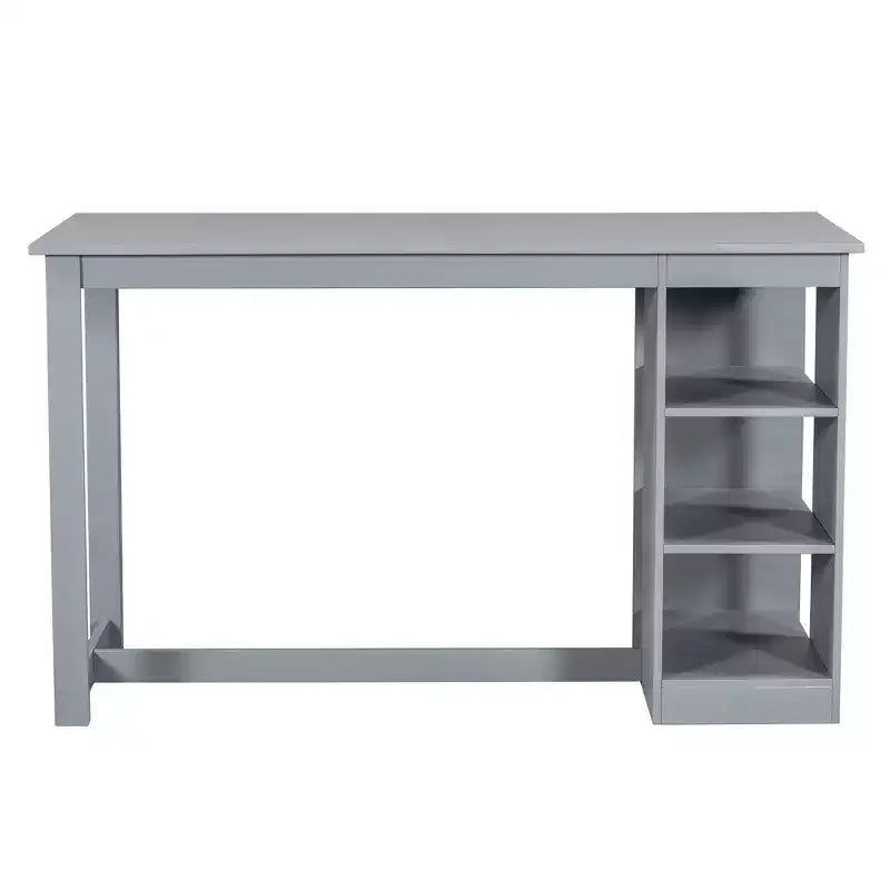 Ensemble de salle à manger 5 pièces style ferme, hauteur comptoir, avec 4 chaises rembourrées et étagères de rangement à 3 niveaux, gris/naturel + blanc - ModernLuxe