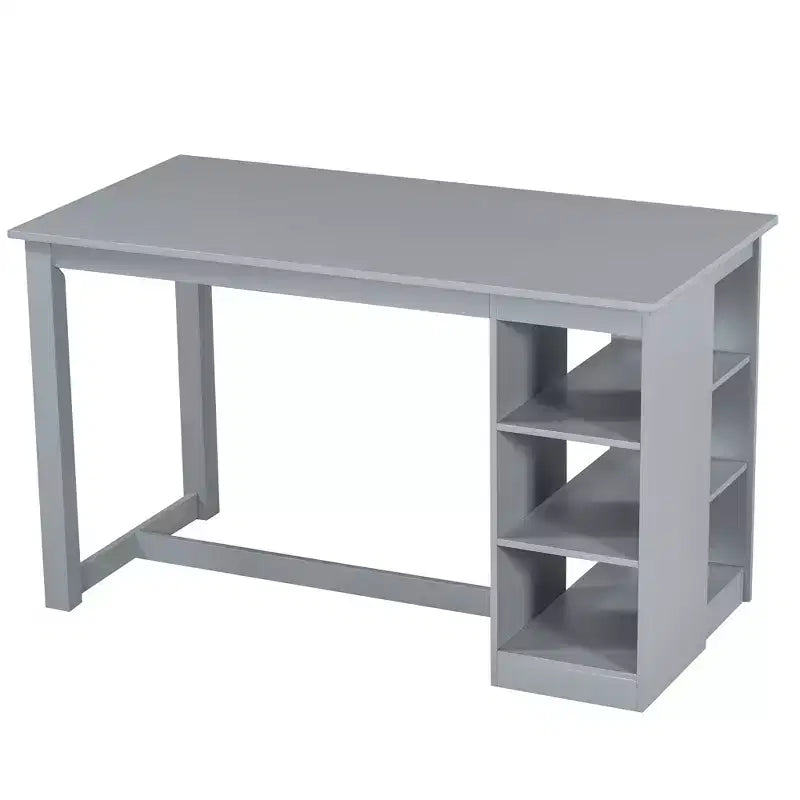 Ensemble de salle à manger 5 pièces style ferme, hauteur comptoir, avec 4 chaises rembourrées et étagères de rangement à 3 niveaux, gris/naturel + blanc - ModernLuxe