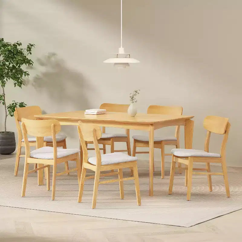 Ensemble de salle à manger 7 pièces en bois et tissu Ballantrae de Christopher Knight Home