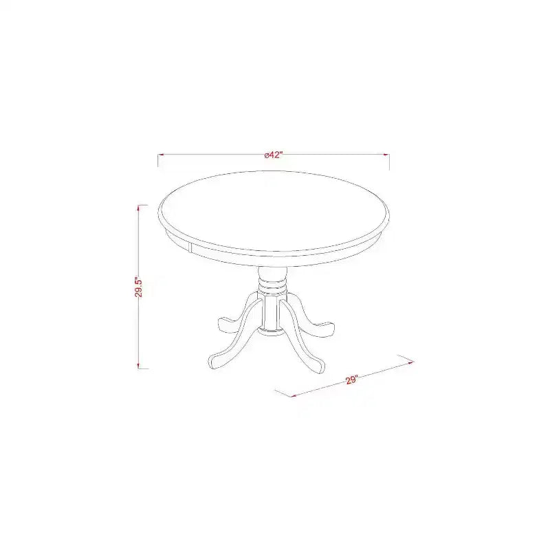 Table à manger 5 pièces HomeStock avec plateau en bois massif finition acajou et 4 chaises Parson