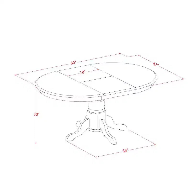 Ensemble de salle à manger HomeStock 5 pièces, table à dessus en bois massif fini blanc lin de forme ovale avec 4 chaises style Parson et rallonge papillon