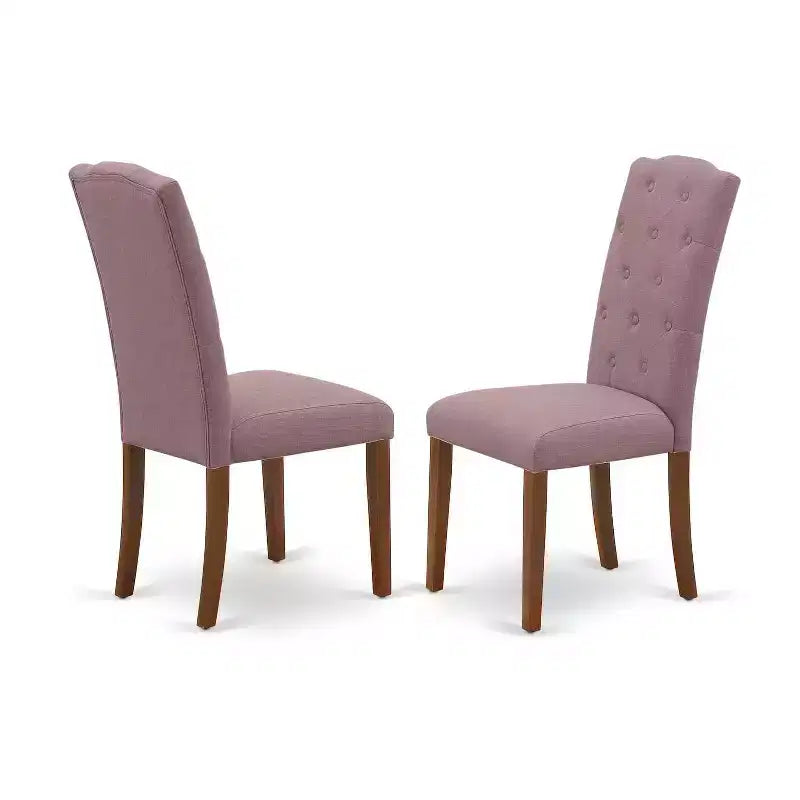 Ensemble de salle à manger 3 pièces - Table de cuisine carrée et 2 chaises Parsons - Fini acajou