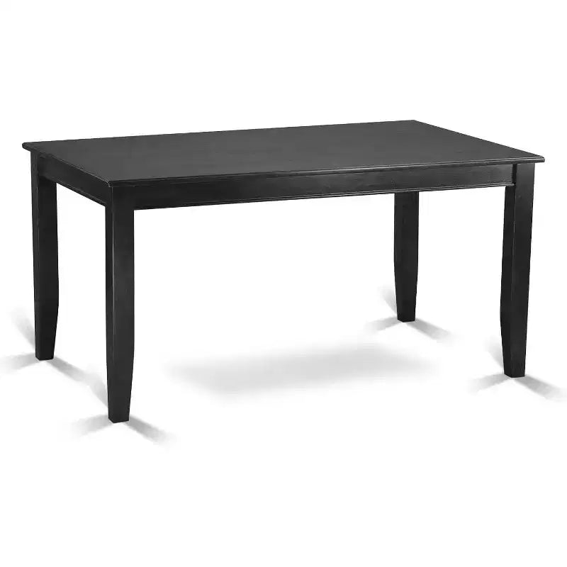 Ensemble de salle à manger 5 pièces en bois massif finition noire - Plateau rectangulaire avec dossiers hauts - 4 places