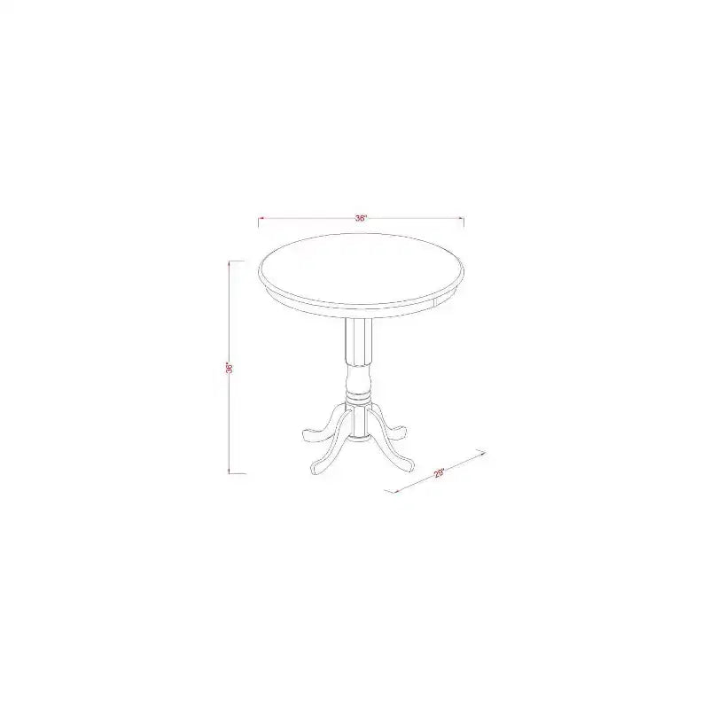 Table de salle à manger HomeStock 5 pièces ronde en bois massif finition acajou avec 4 chaises