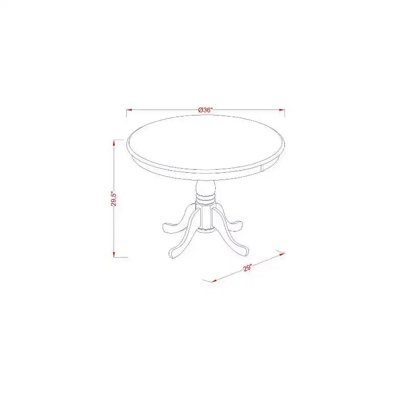 Ensemble de salle à manger HomeStock 5 pièces, table ronde en bois massif au fini noir brossé avec 4 chaises Parson