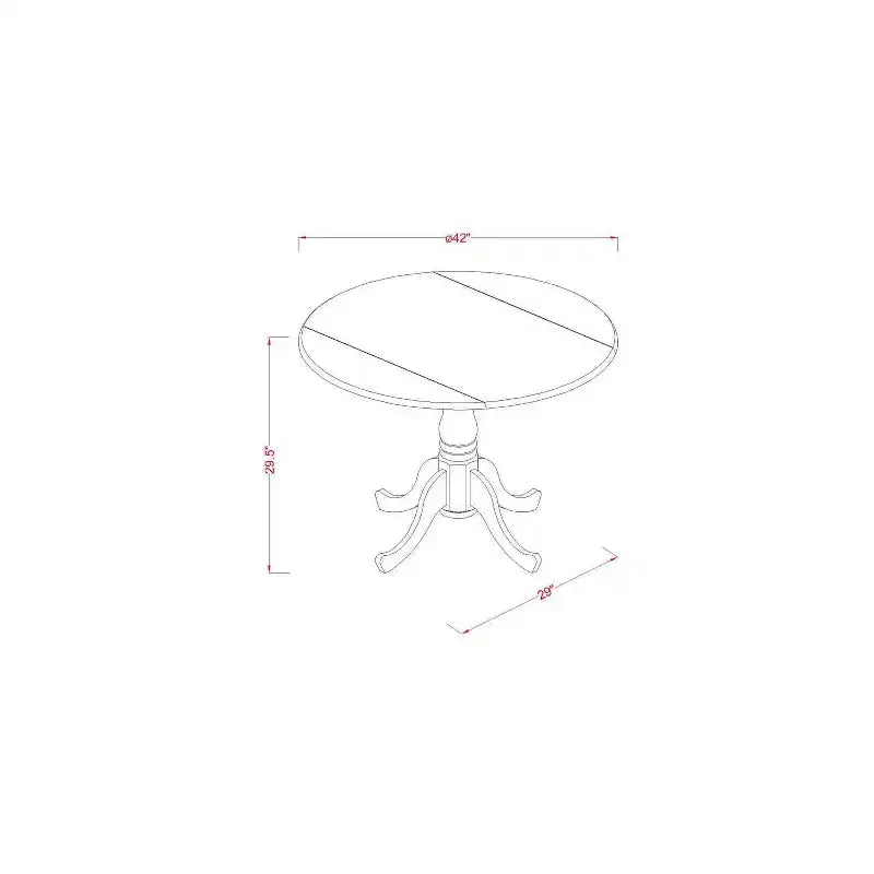 Ensemble de salle à manger victorien - Table ronde 5 pièces et chaises - Design Parsons élégant - Finition chêne - 42 pouces