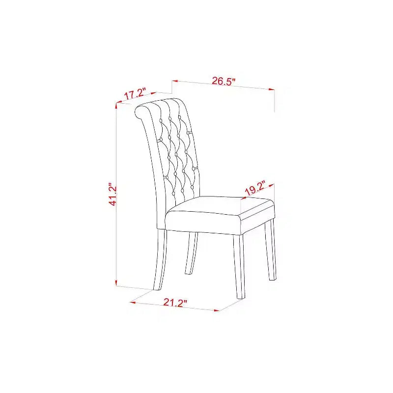 Ensemble de salle à manger 3 pièces, finition noire et cerisier, dessus en bois massif et chaises capitonnées, 4 places