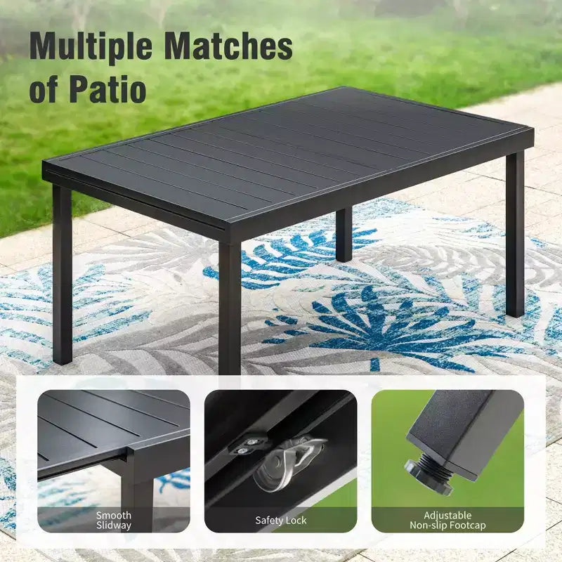 Ensemble de mobilier de cuisine 7 pièces Captiva Designs avec table à manger aspect bois et chaises en métal rembourrées