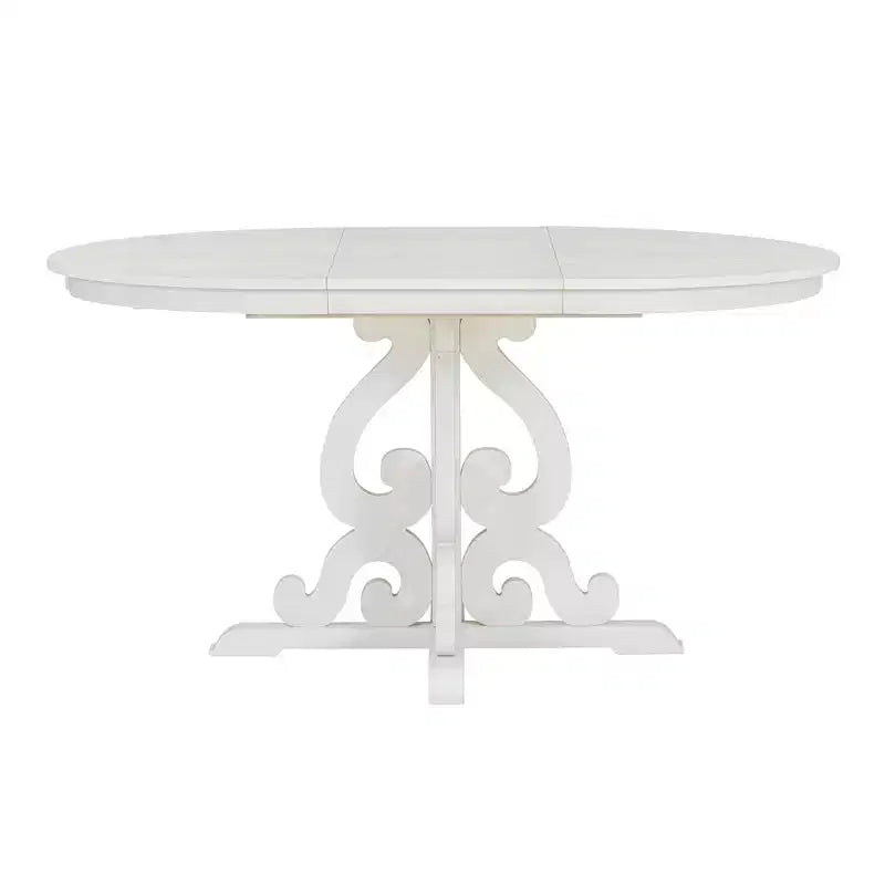 Ensemble de table de cuisine style ferme pour 4 personnes, table à manger ronde extensible en bois et 4 chaises rembourrées, ensemble de salle à manger rétro pour cuisine
