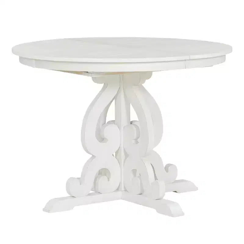 Ensemble de table de cuisine style ferme pour 4 personnes, table à manger ronde extensible en bois et 4 chaises rembourrées, ensemble de salle à manger rétro pour cuisine