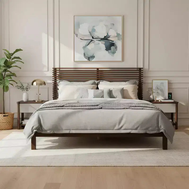 Ensemble de chambre Christopher Knight Home Joy moderne 3 pièces en bois avec tête de lit et 2 tables de nuit