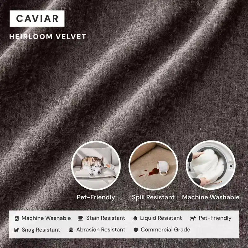 Canapé d'angle en U Anabei modulaire lavable 6 places avec extrémités ouvertes + Pouf | Siège Memorix+ et oreiller profilé