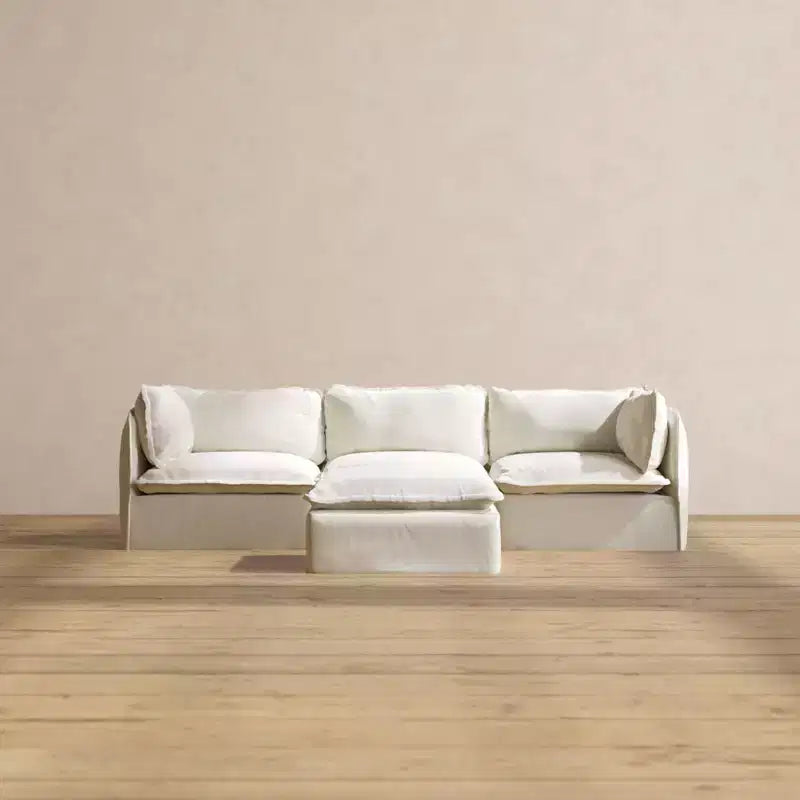Canapé modulaire lavable 3 places Anabei + ottomane | Assise et coussin de contour Memorix+