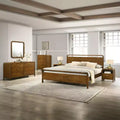 Roundhill Furniture Eldren Wood Bedroom Set, Platform Bed with Dresser, Mirror, Two Nightstands, Chest in Walnut Finish