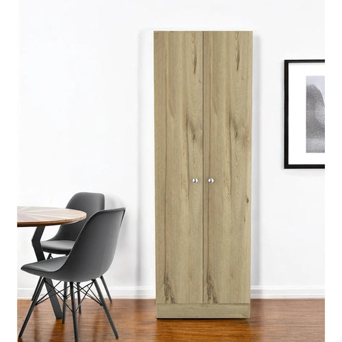 HomeRoots 71 Oak Wood Pantry Or Storage Closet - 23.6' X '70.8' X '11.8