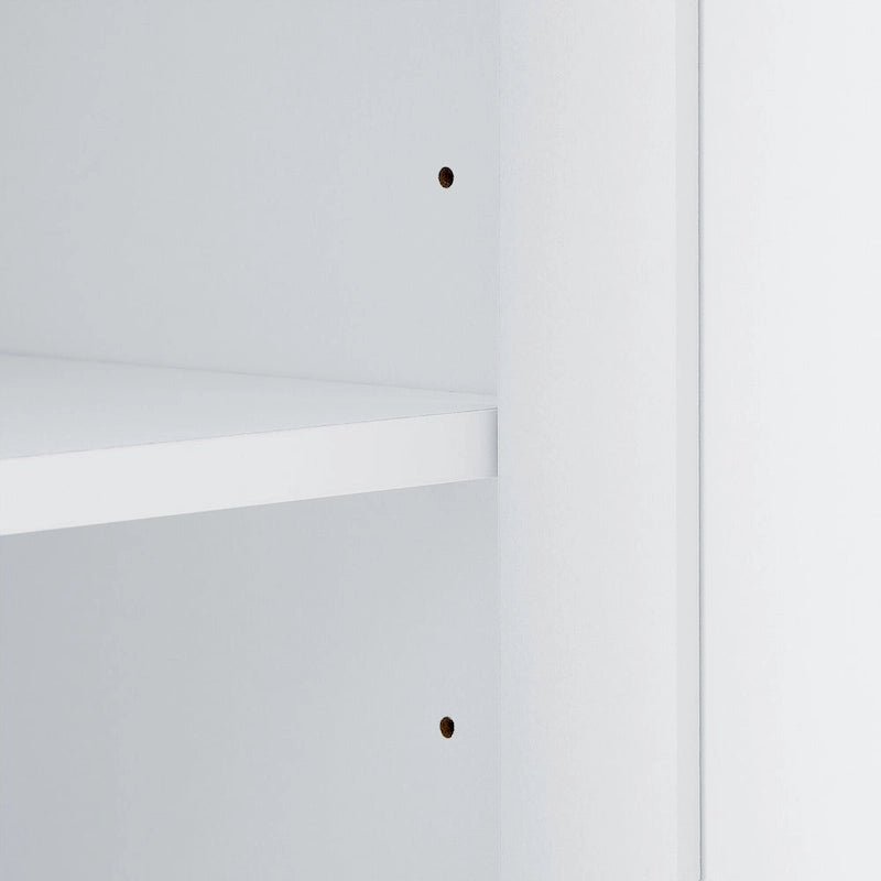 Meuble haut de salle de bain avec deux crochets porte-serviettes, étagères réglables et porte à ouverture gauche ou droite