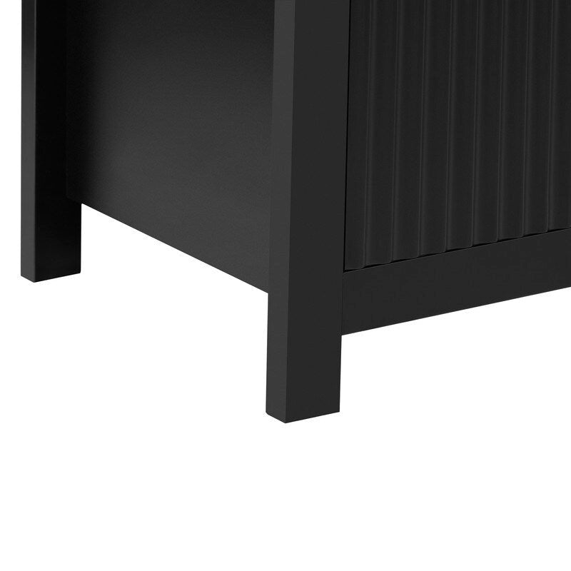 Bahut à motifs ondulés avec 4 portes, 2 tiroirs et 3 étagères réglables, accentué par d'élégantes poignées en arc en aluminium.