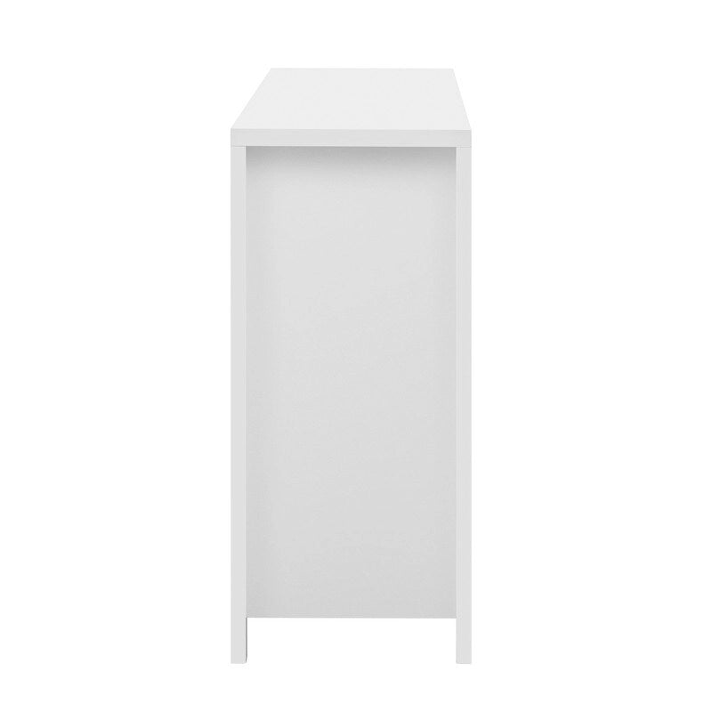 Bahut à motifs ondulés avec 4 portes, 2 tiroirs et 3 étagères réglables, accentué par d'élégantes poignées en arc en aluminium.