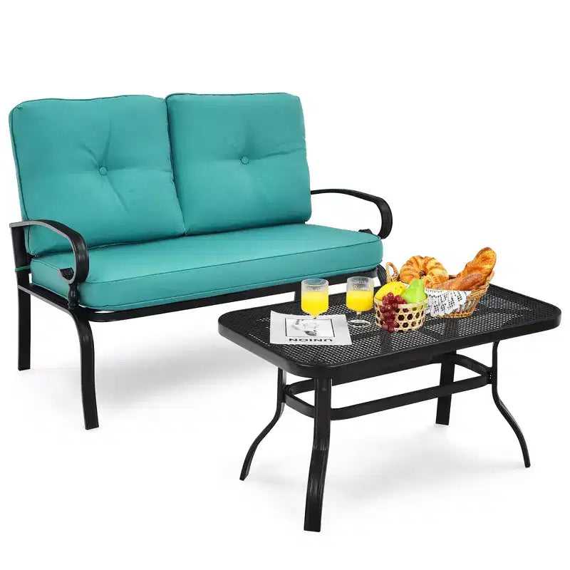 Costway Ensemble de 2 Causeuses Banc Table Meubles Chaises Rembourrées