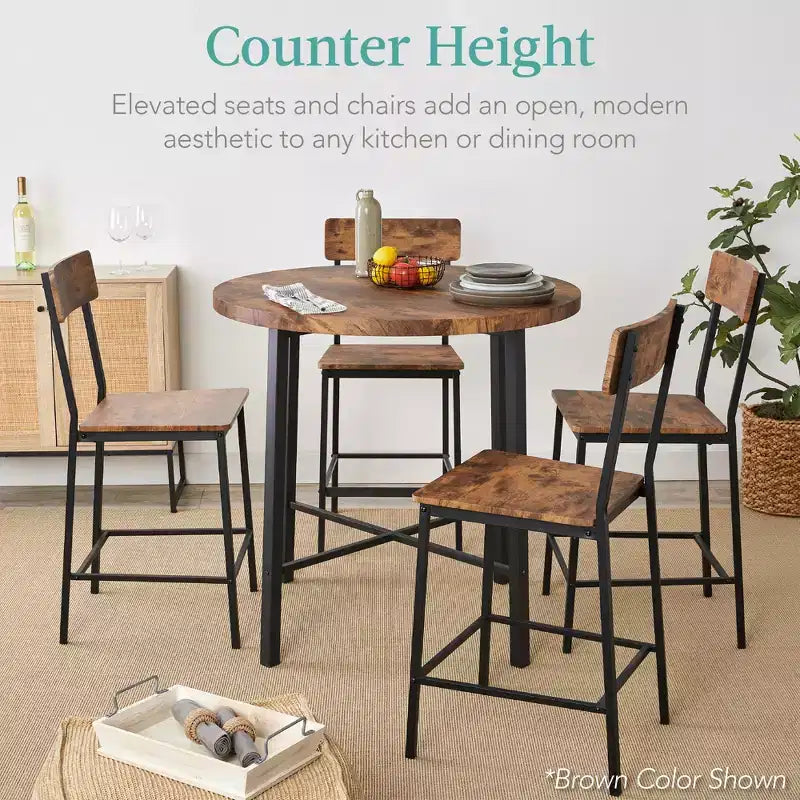 Ensemble de salle à manger moderne 5 pièces, hauteur de comptoir, avec 4 chaises et table épaisse de 3,8 cm, de marque Best Choice Products