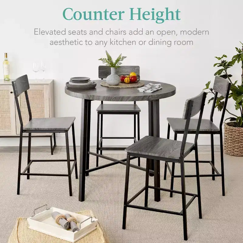 Ensemble de salle à manger moderne 5 pièces, hauteur de comptoir, avec 4 chaises et table épaisse de 3,8 cm, de marque Best Choice Products