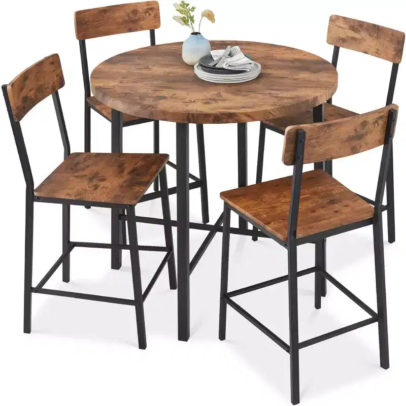 Ensemble de salle à manger moderne 5 pièces, hauteur de comptoir, avec 4 chaises et table épaisse de 3,8 cm, de marque Best Choice Products