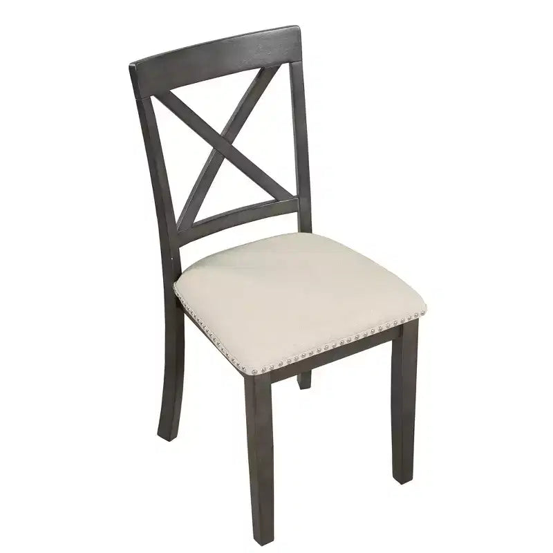Ensemble de salle à manger 5 pièces avec table en bois massif et 4 chaises, gris - ModernLuxe