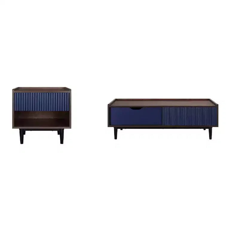 Ensemble Table d'appoint et Table Basse Nervurées Duane - Manhattan Comfort