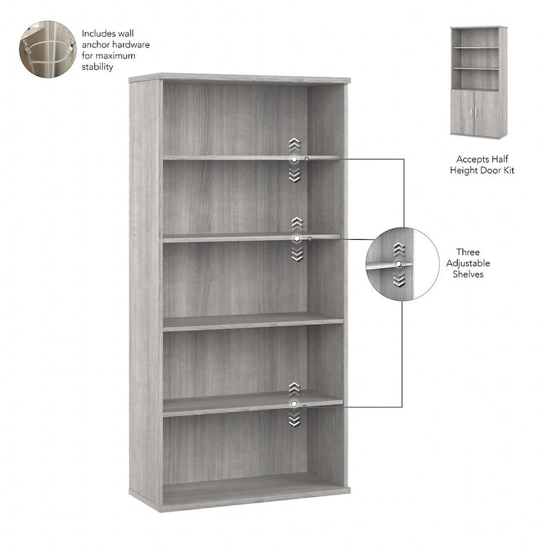 Grande Bibliothèque à 5 Étagères avec Portes par