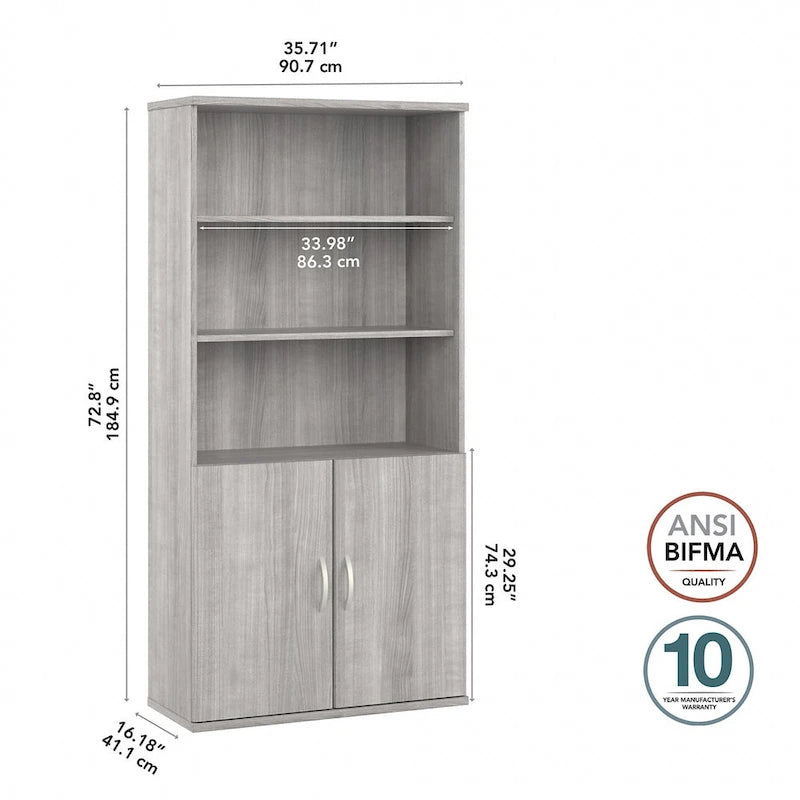 Grande Bibliothèque à 5 Étagères avec Portes par