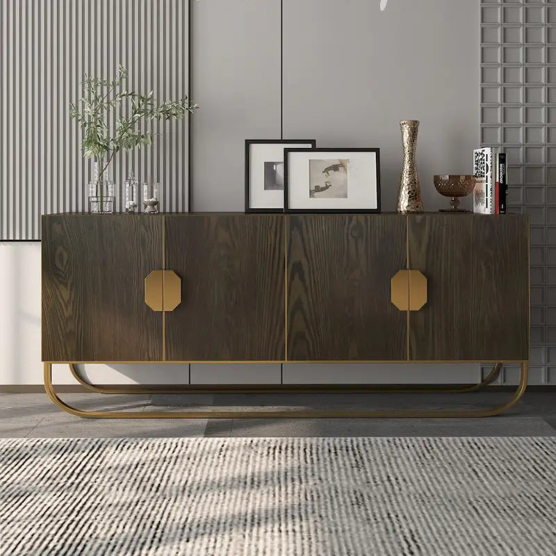 Clihome Furniture Wood 4-Door Accent Cabinet