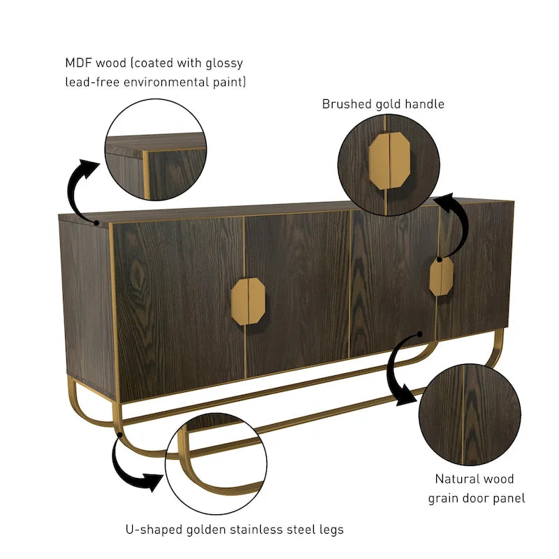 Meuble d'appoint 4 portes en bois