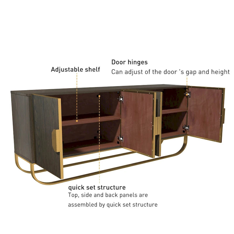 Meuble d'appoint 4 portes en bois