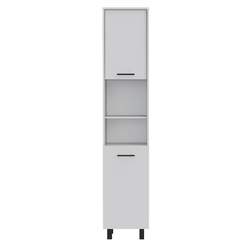 Garde-manger avec 2 armoires et 2 étagères ouvertes, poignées et charnières en aluminium - N/A
