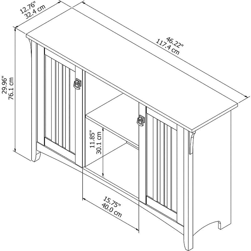 Meuble de rangement d'appoint avec portes gris Cape Cod – 46,22 L x 12,76 P x 29,96 H