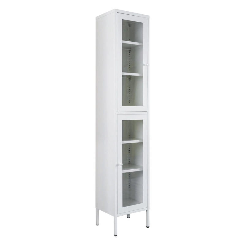 Armoire métallique blanche de 71 pouces à deux portes vitrées
