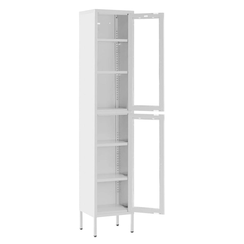 Armoire métallique blanche de 71 pouces à deux portes vitrées
