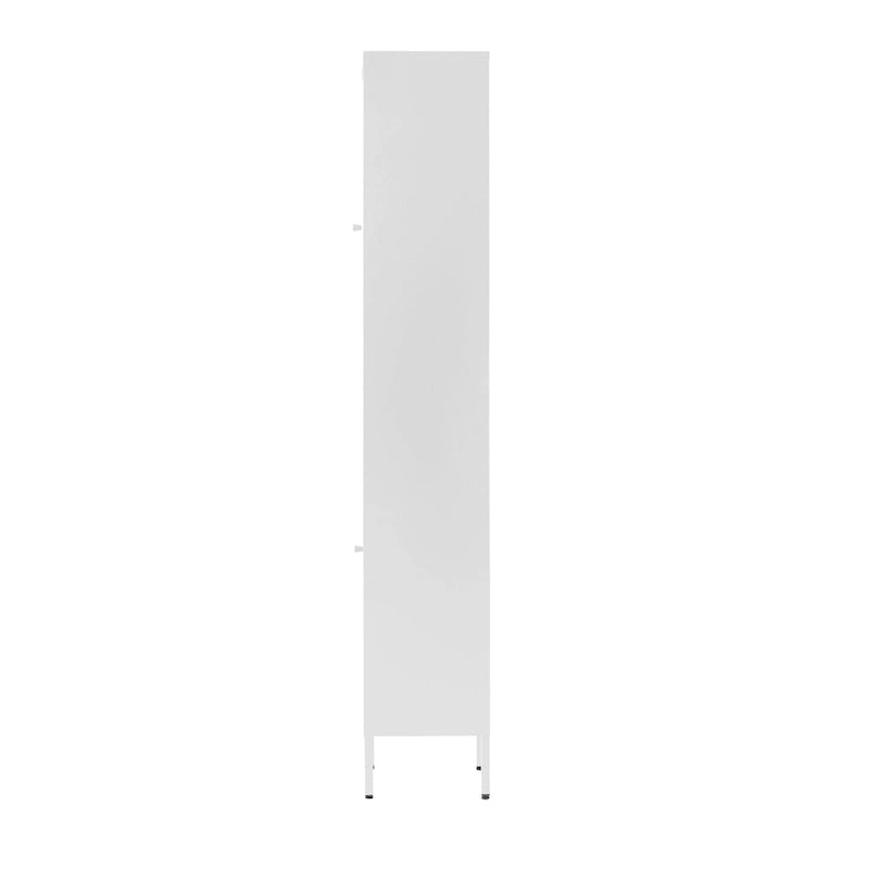 Armoire métallique blanche de 71 pouces à deux portes vitrées