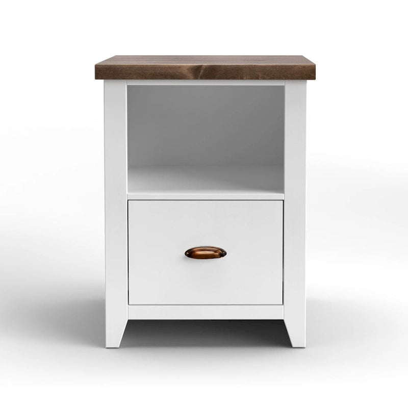 Classeur moderne de style « farmhouse » avec 1 tiroir, 56 cm, aucun assemblage requis, fini deux tons