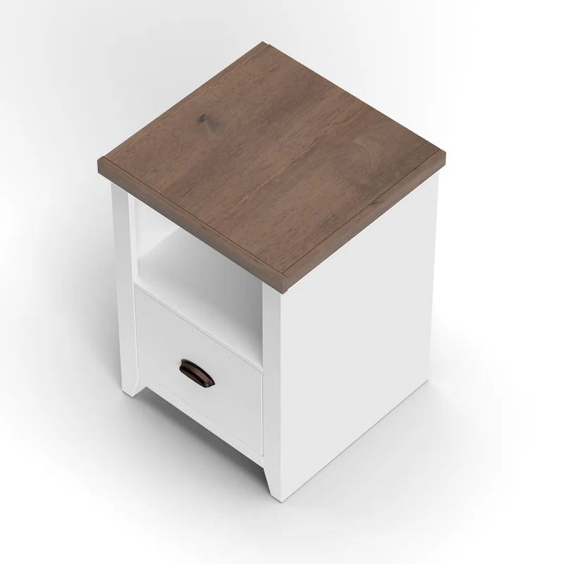 Classeur moderne de style « farmhouse » avec 1 tiroir, 56 cm, aucun assemblage requis, fini deux tons