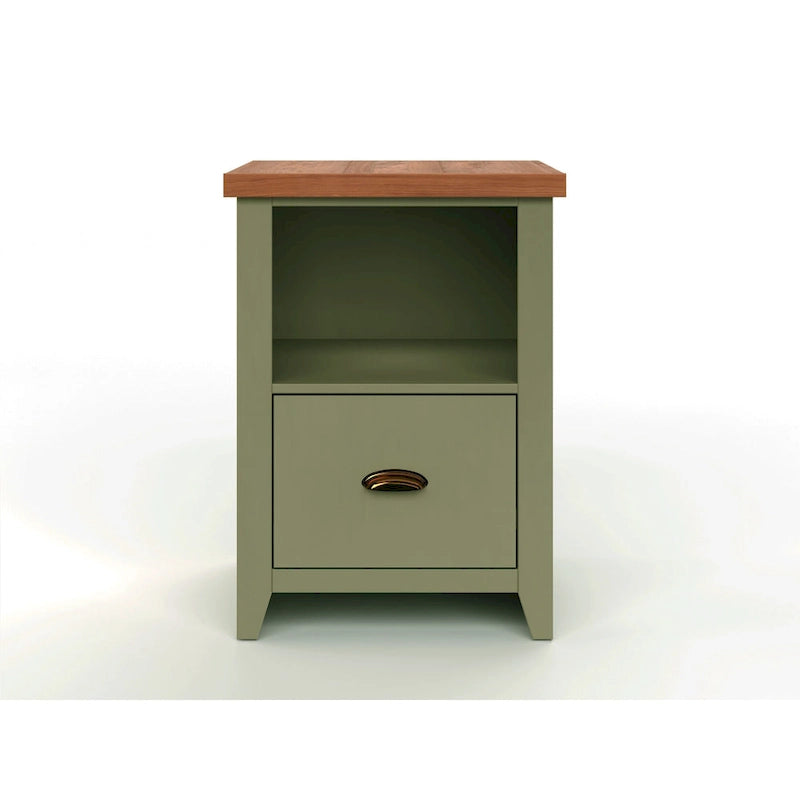 Classeur moderne de style « farmhouse » avec 1 tiroir, 56 cm, aucun assemblage requis, fini deux tons