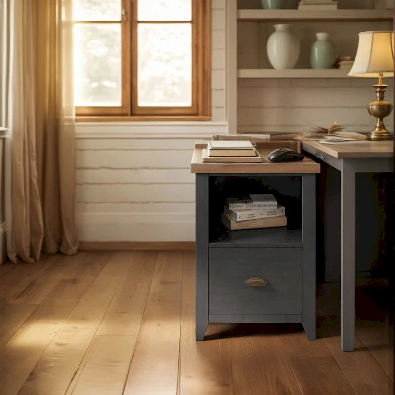 Classeur moderne de style « farmhouse » avec 1 tiroir, 56 cm, aucun assemblage requis, fini deux tons