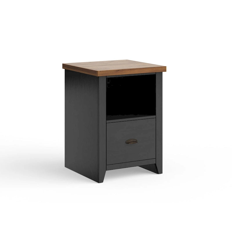Classeur moderne de style « farmhouse » avec 1 tiroir, 56 cm, aucun assemblage requis, fini deux tons