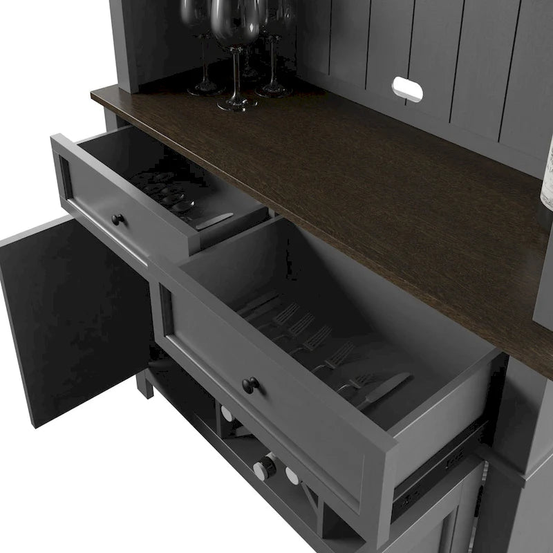 Buffet de cuisine et salle à manger Twin Star Home avec rangement pour le vin