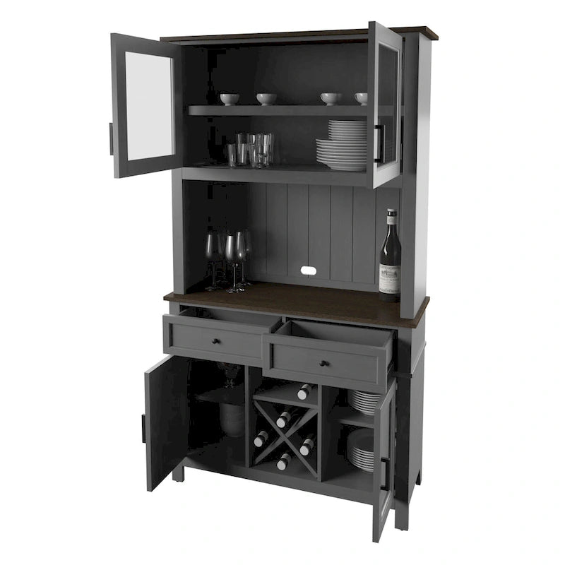 Buffet de cuisine et salle à manger Twin Star Home avec rangement pour le vin
