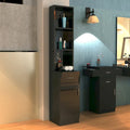 Meuble de Coiffeur sur Pied MDF Noir 5 Compartiments 1 Tiroir 1 Porte