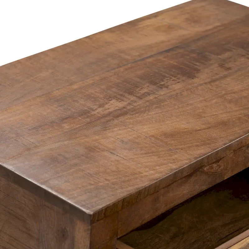 Commode en bois à trois tiroirs en peau de vache - Western/Rustique - 30x17x31