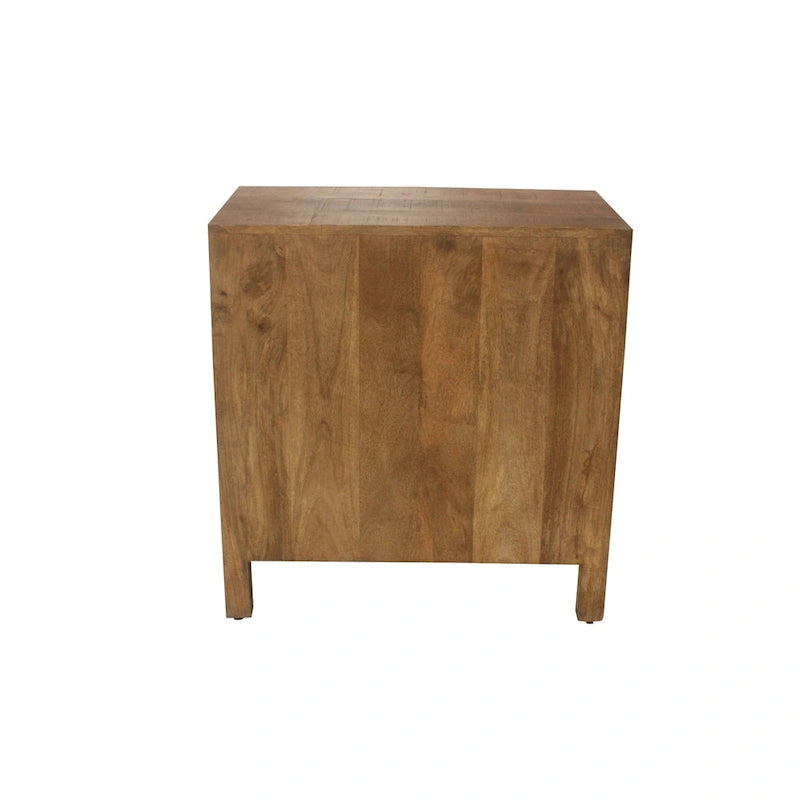 Commode en bois à trois tiroirs en peau de vache - Western/Rustique - 30x17x31