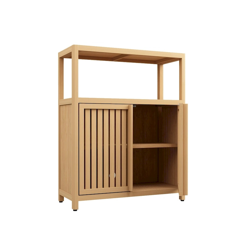 Meuble de rangement de salle de bain en bambou avec étagères